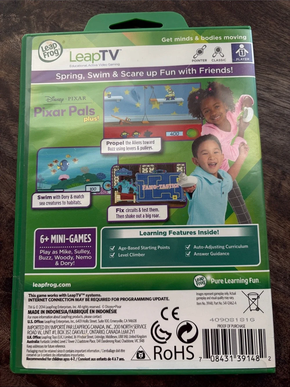 Leapfrog LeapTV Pixar Pals Plus! Educational Game like new